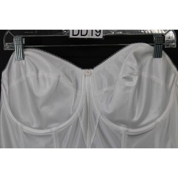 Dominique Juliette Satin Longline Corset Bra 42D White w/Garters 8950 NWT - Picture 2 of 9